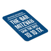 Rock Band Bar Mitzvah Save the Date Magnet, Blauw Magneet (Rechterzijde)
