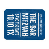 Rock Band Bar Mitzvah Save the Date Magnet, Blauw Magneet (Horizontaal)