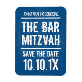 Rock Band Bar Mitzvah Save the Date Magnet, Blauw Magneet
