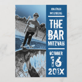 Rock Band Bar Mitzvah Uitnodiging in Blue