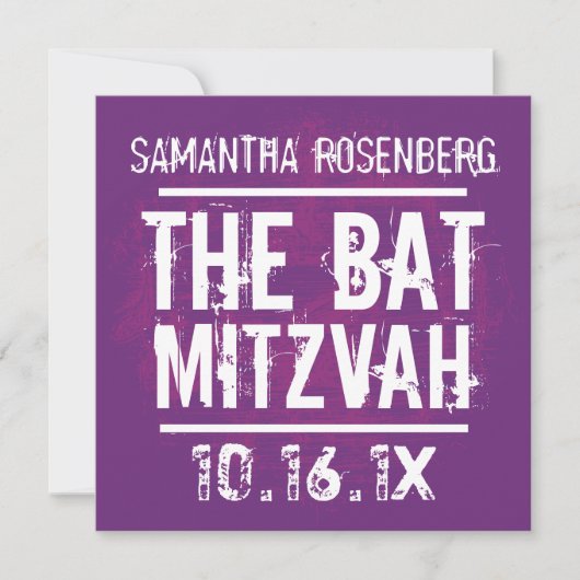 Rock Band Bat Mitswa in het Paarse Kaart (Voorkant)