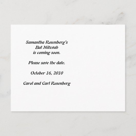 Rock Band Bat Mitswa slaat de datum op Aankondigingskaart (Achterkant)