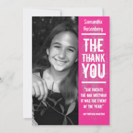 Rock Band Bat Mitzvah Hartelijk dank voor uw roze Bedankkaart