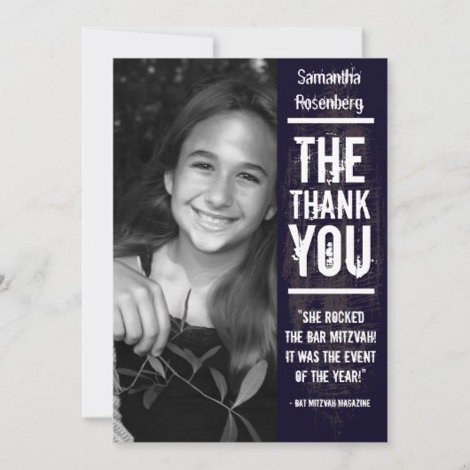 Rock Band Bat Mitzvah Hartelijk dank voor uw zwart Bedankkaart (Voorkant)