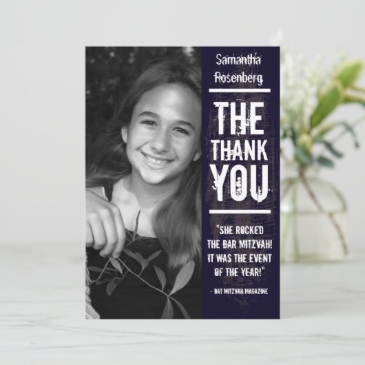 Rock Band Bat Mitzvah Hartelijk dank voor uw zwart Bedankkaart (Staand voorkant)