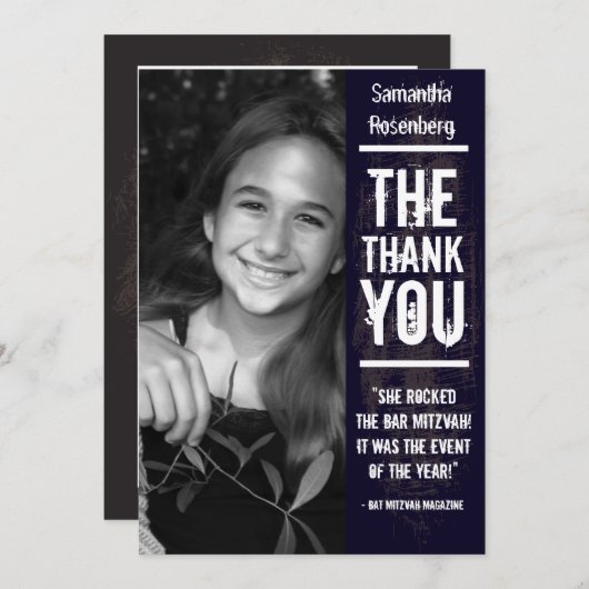 Rock Band Bat Mitzvah Hartelijk dank voor uw zwart Bedankkaart (Voorkant / Achterkant)