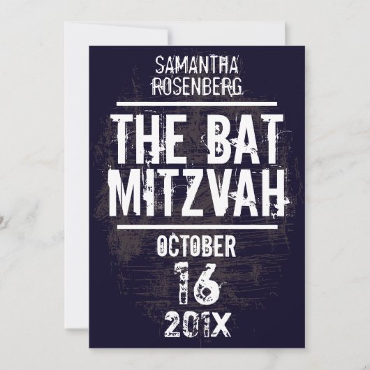Rock Band Bat Mitzvah Invitation in Black Kaart (Voorkant)