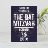 Rock Band Bat Mitzvah Invitation in Black Kaart (Staand voorkant)