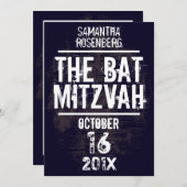 Rock Band Bat Mitzvah Invitation in Black Kaart (Voorkant / Achterkant)