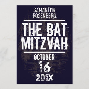 Rock Band Bat Mitzvah Invitation in Black Kaart