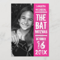 Rock Band Bat Mitzvah Invitation in Pink