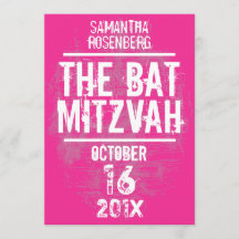 Rock Band Bat Mitzvah Invitation in Pink