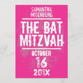 Rock Band Bat Mitzvah Invitation in Pink Kaart