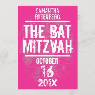 Rock Band Bat Mitzvah Invitation in Pink Kaart