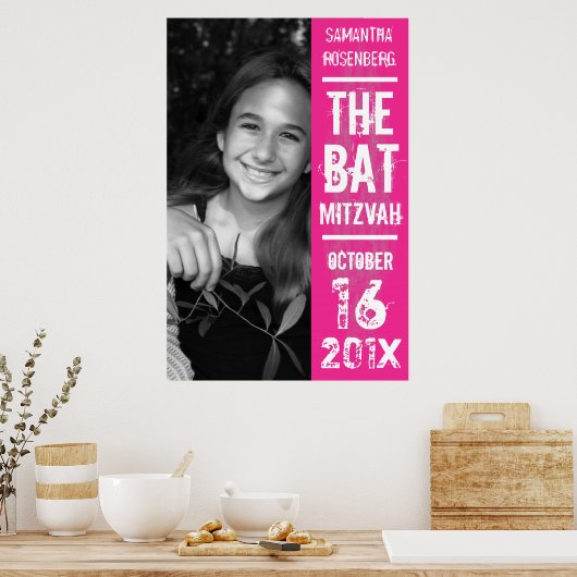 Rock Band Bat Mitzvah Poster in Pink (Keuken)