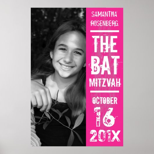Rock Band Bat Mitzvah Poster in Pink (Voorkant)