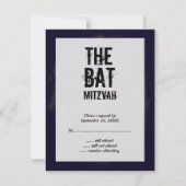 Rock Band Bat Mitzvah RSVP Reply Card Black (Voorkant)