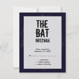 Rock Band Bat Mitzvah RSVP Reply Card Black