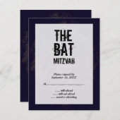 Rock Band Bat Mitzvah RSVP Reply Card Black (Voorkant / Achterkant)