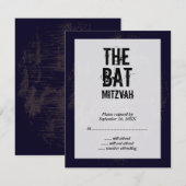 Rock Band Bat Mitzvah RSVP Reply Card Black Kaartje (Voorkant / Achterkant)