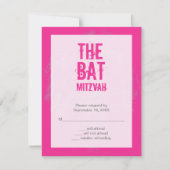 Rock Band Bat Mitzvah RSVP Reply Card in roze (Voorkant)