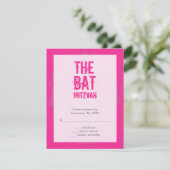 Rock Band Bat Mitzvah RSVP Reply Card in roze Kaartje (Staand voorkant)