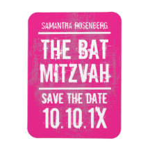Rock Band Bat Mitzvah Save the Date Magnet, Roze