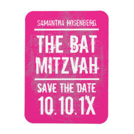 Rock Band Bat Mitzvah Save the Date Magnet, Roze Magneet