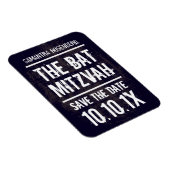 Rock Band Bat Mitzvah Save the Date Magnet, Zwart Magneet (Rechterzijde)