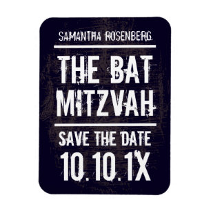 Rock Band Bat Mitzvah Save the Date Magnet, Zwart Magneet