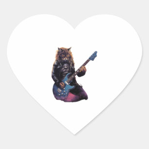 Rock band Cat gitaar spelen Hart Sticker