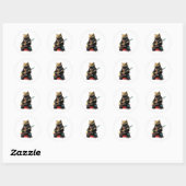 Rock band Cat gitaar spelen Ronde Sticker (Vel)