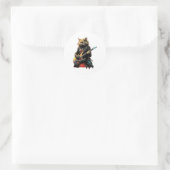 Rock band Cat gitaar spelen Ronde Sticker (Tas)