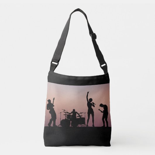 Rock Band Crossbody Canvas tas All-Over Print Stij (Voorkant)
