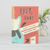Rock Band Invitation - Retro Gitaarstijl Kaart (Staand voorkant)