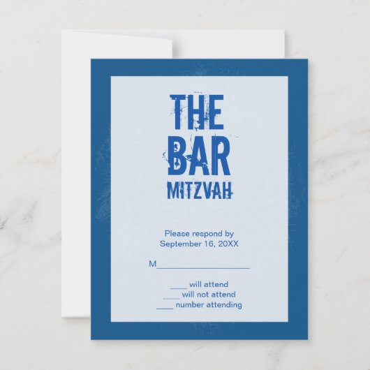 Rock Band Mitzvah Reply Card in Blue RSVP Kaartje (Voorkant)