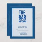 Rock Band Mitzvah Reply Card in Blue RSVP Kaartje (Voorkant / Achterkant)