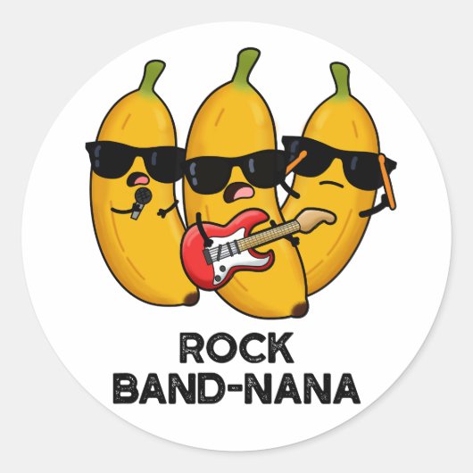 Rock Band-nana Grappige Banaan Pun Ronde Sticker (Voorkant)
