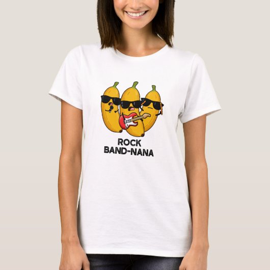 Rock Band-nana Grappige Banaan Pun T-shirt (Voorkant)