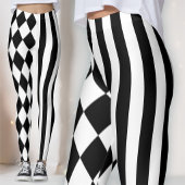 Rock Band Podiumkleding | Zwart Witte Jester Leggings