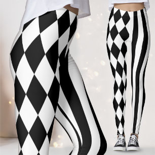 Rock Band Podiumkleding   Zwart Witte Jester Leggings