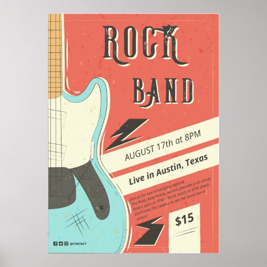 Rock Band – Retro Music Event Design Poster (Voorkant)