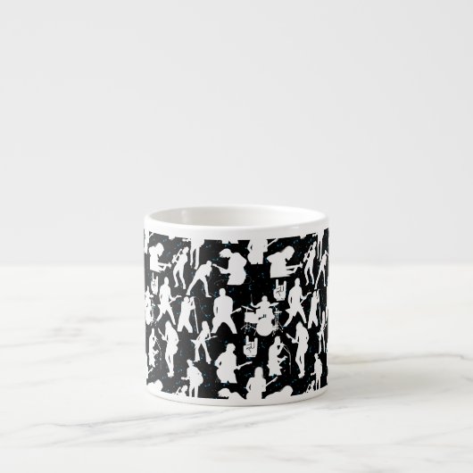Rock Band Silhouette Pattern.w Black BG Espresso Kop (Voorkant)