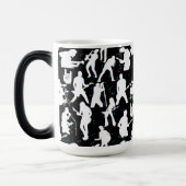 Rock Band Silhouette Pattern.w Black BG Magische Mok (Links)