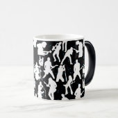 Rock Band Silhouette Pattern.w Black BG Magische Mok (Voorkant rechts)