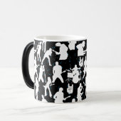 Rock Band Silhouette Pattern.w Black BG Magische Mok (Voorkant links)