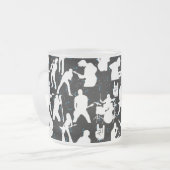 Rock Band Silhouette Pattern.w Black BG Matglas Koffiemok (Voorkant links)