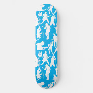 Rock Band Silhouette Pattern.w Lblue BG Persoonlijk Skateboard