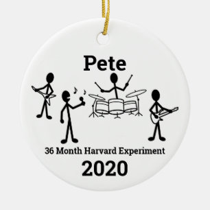 Rock Band Stick Figuur, Personaliseer 2 Keramisch Ornament