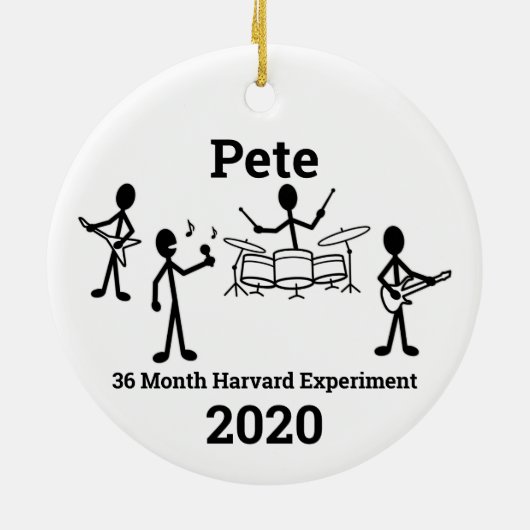 Rock Band Stick Figuur, Personaliseer 2 Keramisch Ornament (Achterkant)